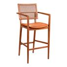 Banqueta Adele 43cm Madeira Maciça com Braço material sintético Caramelo - Sallar Home