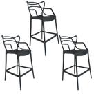 Banqueta Allegra Preta - Kit Com 3 Banqueta Allegra Preta - Kit Com 3
