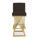 Banqueta Alta Área Gourmet Cozinha Restaurante Bar Base de Metal Dourado Suede Marrom Eli Móveis