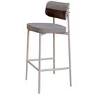 Banqueta Alta Bar Cozinha Sala De Jantar Aço Branco Kaira C01 Linho Cinza material sintético Café - Lyam Decor