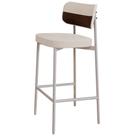 Banqueta Alta Bar Cozinha Sala De Jantar Aço Branco Kaira C01 Linho Palha material sintético Whisky - Lyam Decor