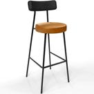 Banqueta Alta Bar Cozinha Sala De Jantar Milão L02 material sintético Preto Whisky - Lyam Decor