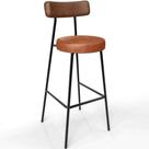 Banqueta Alta Bar Cozinha Sala De Jantar Milão L02 Tecido Sintético Marrom Camel - Lyam Decor