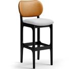Banqueta Alta Bar Cozinha Sala Jantar Betta L02 Preto material sintético Whisky Linho Cinza - Lyam Decor