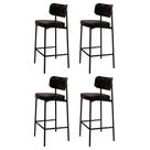 Banqueta Alta Bar Estofada Kit 4 Ella M25 Sintético Preto - Mpozenato
