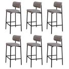 Banqueta Alta Bar Estofada Kit 6 Ella M25 Linho Cinza CL - Mpozenato Banqueta Alta Bar Estofada Kit 6 Ella M25 Linho Cinza CL - Mpozenato
