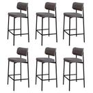 Banqueta Alta Bar Estofada Kit 6 Ella M25 Linho Cinza - Mpozenato Banqueta Alta Bar Estofada Kit 6 Ella M25 Linho Cinza - Mpozenato