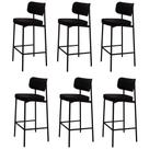 Banqueta Alta Bar Estofada Kit 6 Ella M25 Linho Preto - Mpozenato Banqueta Alta Bar Estofada Kit 6 Ella M25 Linho Preto - Mpozenato