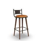 Banqueta Alta Bistro Retro Preto Caramelo Madeira Junco Sintetico Bancada