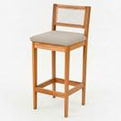 Banqueta Alta Brunella 99cm com Encosto Telinha Estilo Palha Linho Cru - Abmaza