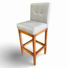 Banqueta alta c/ encosto tokio linho cinza claro g2home