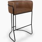 Banqueta Alta com Encosto Betina Base Preto Corano Rústico Caramelo - Nexta Casa Banqueta Alta com Encosto Betina Base Preto Corano Rústico Caramelo - Nexta Casa