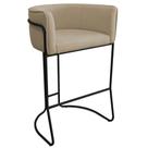 Banqueta Alta com Encosto Betina Base Preto Linho Bege - Nexta Casa Banqueta Alta com Encosto Betina Base Preto Linho Bege - Nexta Casa