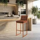 Banqueta Alta com Encosto Industrial PU Nozes Base Bronze D'Rossi Banqueta Alta com Encosto Industrial PU Nozes Base Bronze D'Rossi