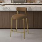 Banqueta Alta com Encosto Londres New Couro Flex D03 Aço material sintético Marrom D'Rossi