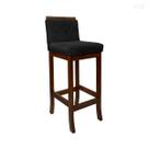 Banqueta Alta com Encosto Matelassê Nice Madeira Maciça Suede Preto CCS Banqueta Alta com Encosto Matelassê Nice Madeira Maciça Suede Preto CCS