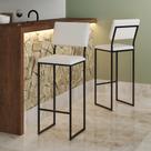 Banqueta Alta com Encosto Nina Industrial para Bar Cozinha Bancada Assento material sintético - Preto/branco