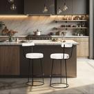 Banqueta Alta Cozinha 70cm Encosto Industrial Aço Kit 2 Ziria Pu Off White S02 - D Rossi Banqueta Alta Cozinha 70cm Encosto Industrial Aço Kit 2 Ziria Pu Off White S02 - D Rossi