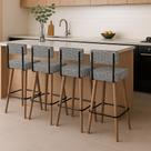 Banqueta Alta Cozinha 70cm Encosto Pé Madeira Kit 4 Barcelona Suede Cardan S02 - D'Rossi