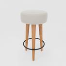 Banqueta Alta Cozinha 70cm Estofada Off-White Madeira Maciça Urban