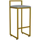 Banqueta Alta Cozinha Hanna L02 Dourado Suede Cinza