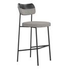 Banqueta Alta Cozinha Lila com Encosto material sintético Preto Linho Cinza - Desk Design