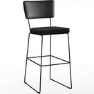 Banqueta Alta Cozinha Sala Jantar Fixa Allana L02 Sintético Preto Linho Chumbo - Lyam Decor