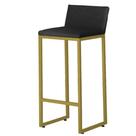 Banqueta Alta Dani Reforçada Decorativa Balcão Bancada Cozinha Bar Área Gourmet Base Dourada material sintético