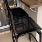 Banqueta Alta De Alumínio Tela Sling Para Bancada Cozinha Bar Preta