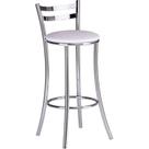 Banqueta Alta em Aço com Encosto Branco/Cromado