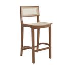 Banqueta Alta em Madeira com Assento e Encosto em Rattan Natural Design Sofisticado e Conforto para Cozinha, Balcão ou Área Gourmet