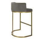 Banqueta Alta Estofada Estrutura Aço Carbono Belly II Base Dourada 65cm Banqueta Alta Estofada Estrutura Aço Carbono Belly II Base Dourada 65cm