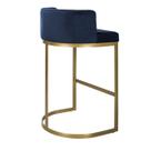 Banqueta Alta Estofada Estrutura Aço Carbono Belly II Base Dourada 75cm Banqueta Alta Estofada Estrutura Aço Carbono Belly II Base Dourada 75cm