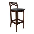 Banqueta Alta Estofada para Bancada Madri Madeira Capuccino Suede Cinza CCS