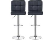 Banqueta Alta Giratória com Encosto Estofado Preto BQT-PU1 2 Peças Otello