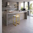 Banqueta Alta Industrial Moderna Dourada Para Balcão, Bistro, Cozinha Assento Branco