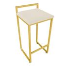 Banqueta Alta Lavinia Suede Bege Base Dourado D03 - D'Rossi
