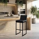 Banqueta Alta Lirina Assento PU Base Metálica com Encosto Industrial Preto D'Rossi Banqueta Alta Lirina Assento PU Base Metálica com Encosto Industrial Preto D'Rossi