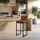 Banqueta Alta Lirina Encosto Industrial PU Nozes Base Fixa Preta D'Rossi Banqueta Alta Lirina Encosto Industrial PU Nozes Base Fixa Preta D'Rossi
