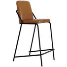 Banqueta Alta Loft C01 Assento material sintético com Encosto Preto e Caramelo Lyam Decor