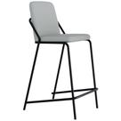 Banqueta Alta Loft C01 Saturno Assento material sintético com Encosto Preto e Off White Lyam Decor
