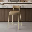 Banqueta Alta Londres New Couro Flex D03 Encosto Fixo Bege D'Rossi