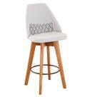 Banqueta Alta Maya Giratória Com Encosto Gourmet Linho Bege e Almofada ZigZag - Aurora Line Banqueta Alta Maya Giratória Com Encosto Gourmet Linho Bege e Almofada ZigZag - Aurora Line