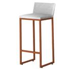 Banqueta Alta P/ Bancada Área Gourmet c/ Encosto e Apoio de Pés material sintético Base Bronze - Twdecora