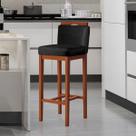 Banqueta Alta para Bancada de Cozinha 38x102 Cm Líbia Madeira Maciça Suede Preto CCS