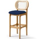 Banqueta Alta Para Cozinha Bancada Sala Tela Betta Fixa L02 Suede Azul Marinho - Lyam Banqueta Alta Para Cozinha Bancada Sala Tela Betta Fixa L02 Suede Azul Marinho - Lyam