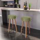 Banqueta Alta para Cozinha Base Madeira Kit 2 Dani Sintético PU Verde S02 - D'Rossi