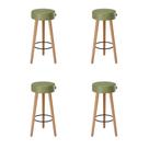 Banqueta Alta para Cozinha Base Madeira Kit 4 Dani Sintético PU Verde S02 - D'Rossi