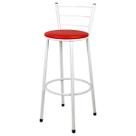 Banqueta Alta Para Cozinha Branca Assento Vermelho