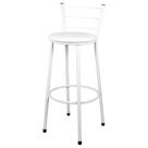 Banqueta Alta Para Cozinha Branca Epoxi Assento Branco